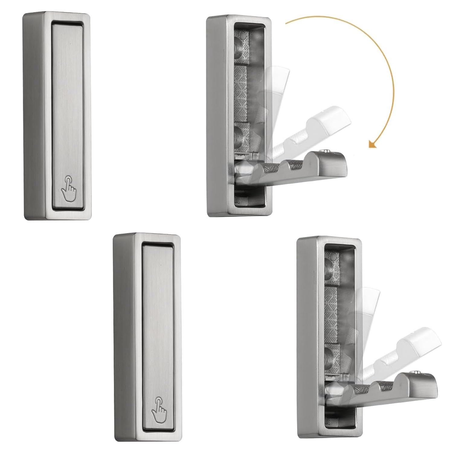 JNRFTY 4Pcs Foldable Wall Hooks Wall Mount Zinc Alloy,Folding Hooks 90° with Screws for Hanging Coats, Bags, Hat, Towel, Keys,Sliver