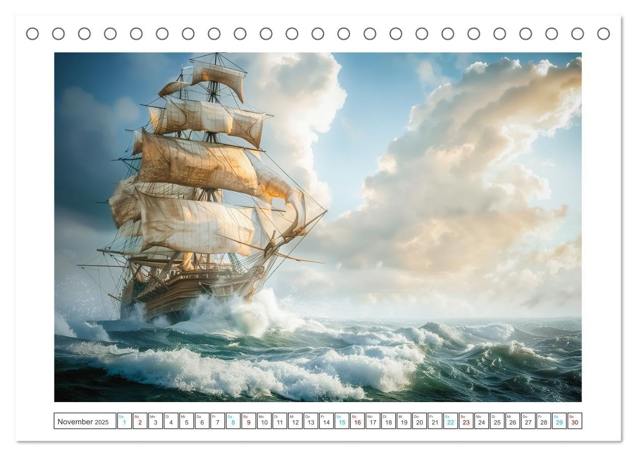 Wind und Wogen (Tischkalender 2025 DIN A5 quer), CALVENDO Monatskalender: Mit unseren erfahrenen Kapitänen und erstklassigen Crewmitgliedern führen ... Tagen der Seefahrt. (CALVENDO Mobilitaet)