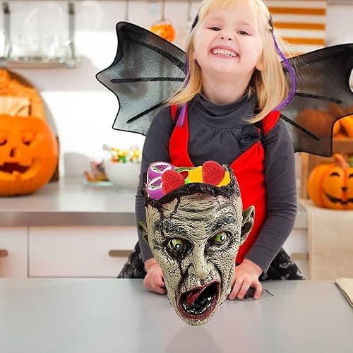 Miniatura 3 de Bolsa de dulces de cabeza de zombi de Halloween, bolsa de mano de dulce o truco, bolsa de dulces aterradores colgantes con cabeza de vampiro