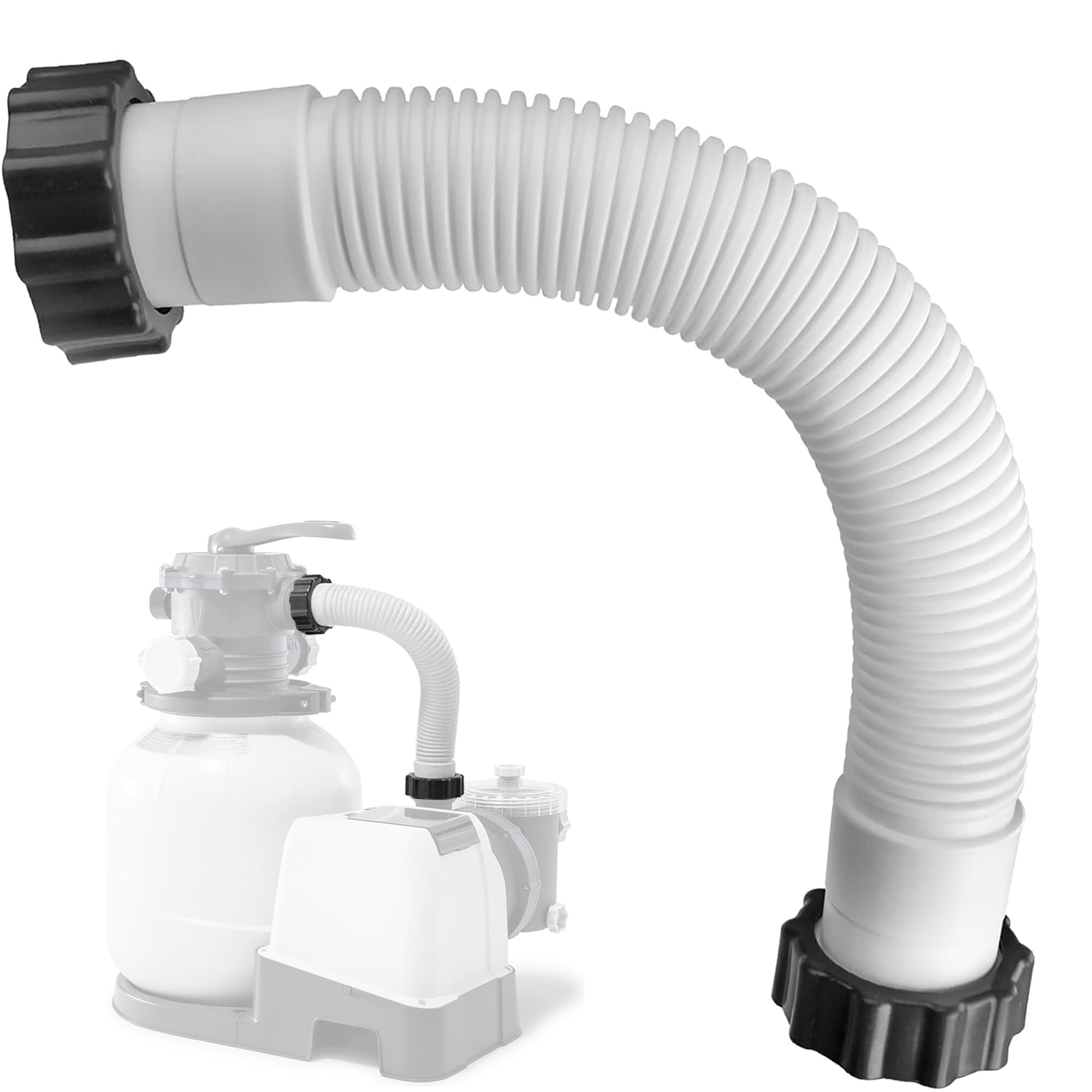 11535 Pool Sand Filter Pump Hose for Intex Sand Filter, 1.5'' Diameter Pool Pump Hose Replacement for Above Ground Pools &amp; Saltwater Systems, 16 Inch Pool Hoses Interconnecting Pool Filter to Pump