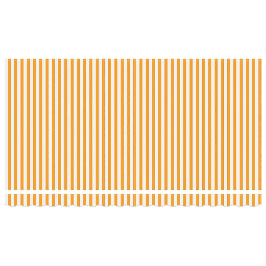 Tenda da sole retrattile 400 x 200 cm, colore giallo e bianco, con tessuto in poliestere rivestito in poliuretano e telaio in alluminio verniciato a polvere, manovella manuale o telecomando