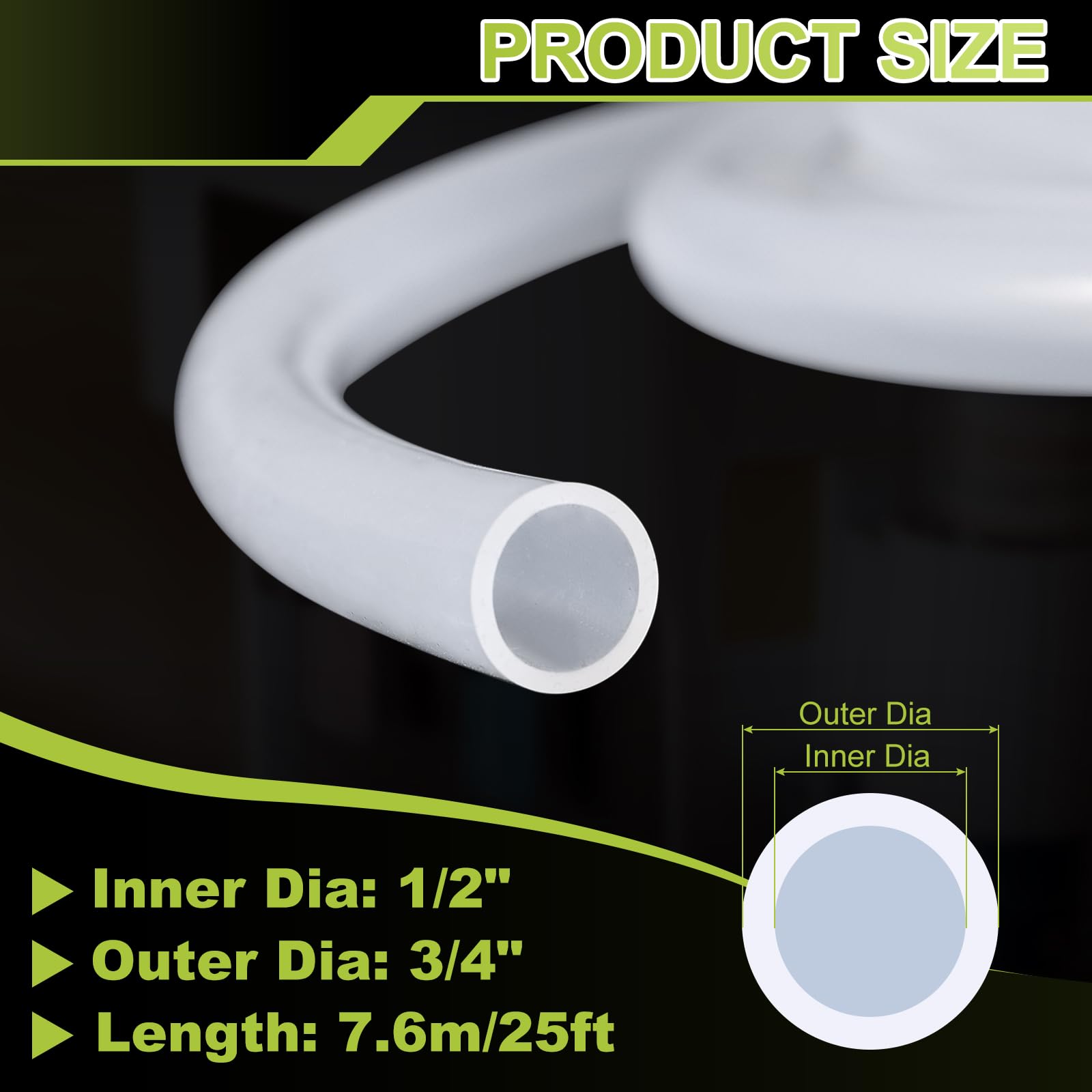 METALLIXITY Tubo de silicona (1/2 pulgada de diámetro interior x 3/4 pulgadas de diámetro exterior x 25 pies), mangueras de silicona pura de alta temperatura, para impresora, dispensador de agua