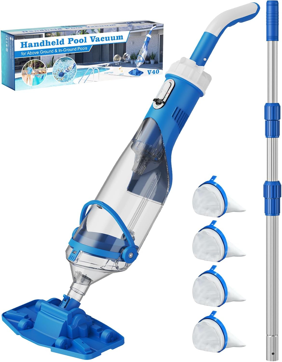 Teguy Cordless Pool Vacuum: 18.5 GPM Suction, 1.5H Fast Charge, Telescopic Pole for Above Ground Pools, Inground Pools & Hot Tubs