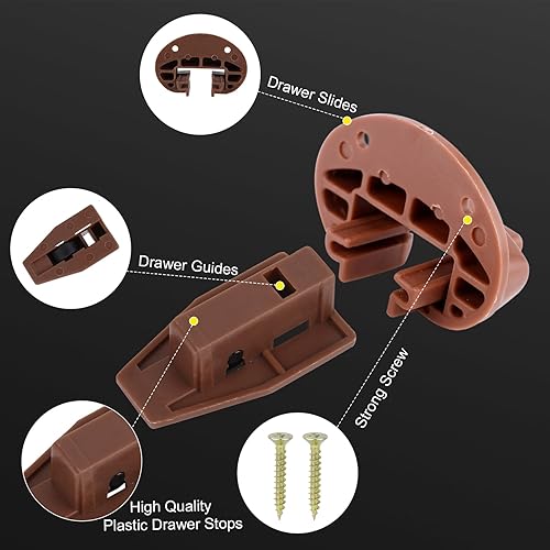 Miniatura 4 de Kit de 8 guías de plástico para cajones Kenlin Rite-Trak II, guías prácticas de repuesto para cajones de montaje central, cajón, cómoda, accesorios