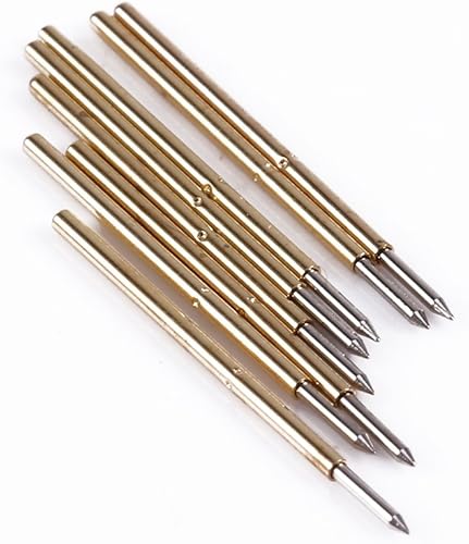 Miniatura 6 de Pines de sondas de prueba, 100 piezas P50B1 sondas de prueba de resorte de diámetro 0.027 in de ángulo agudo de cabeza de aguja para placa de