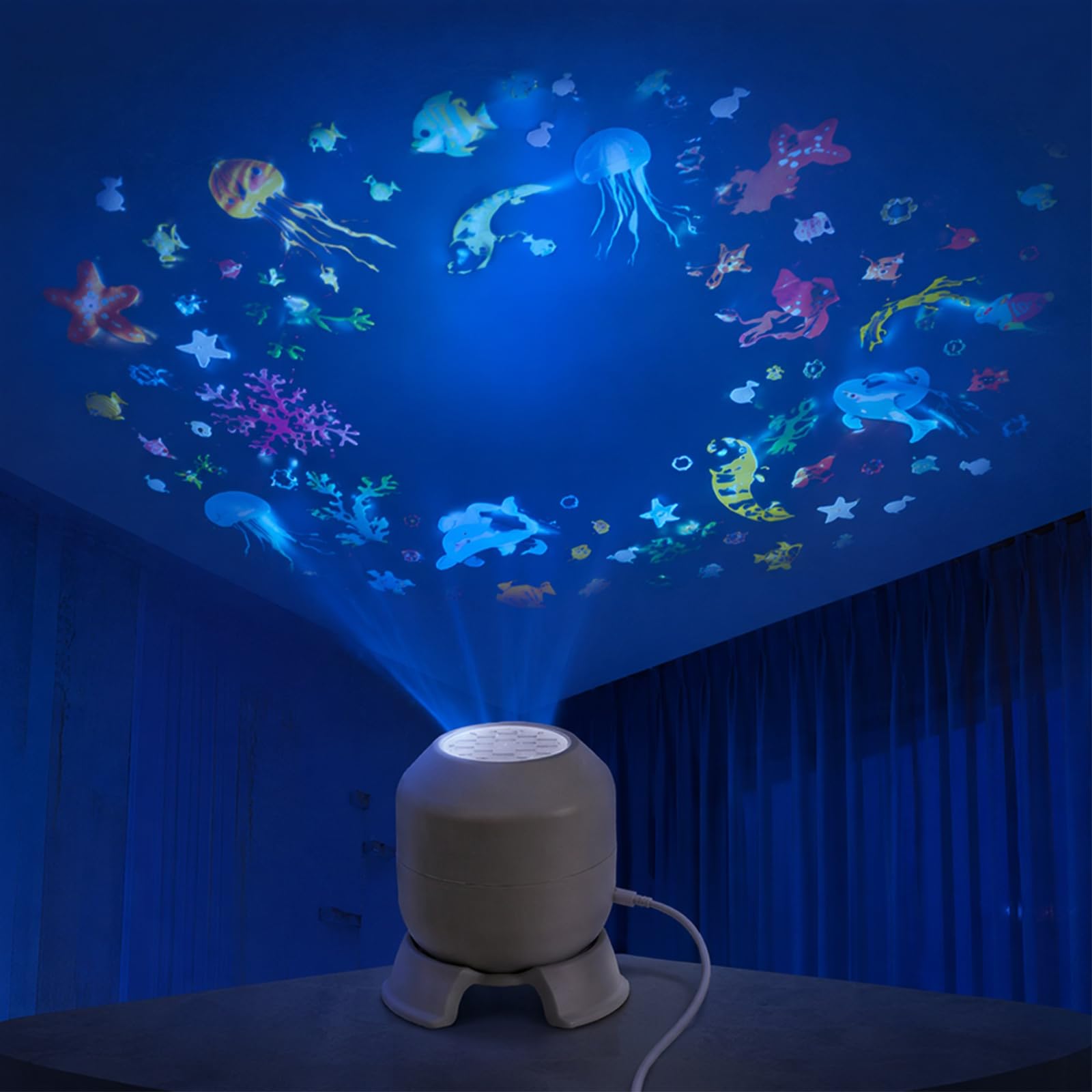 Dynamic Rotating LED Ocean Projector Light, 360° Ocean Wave Night Light