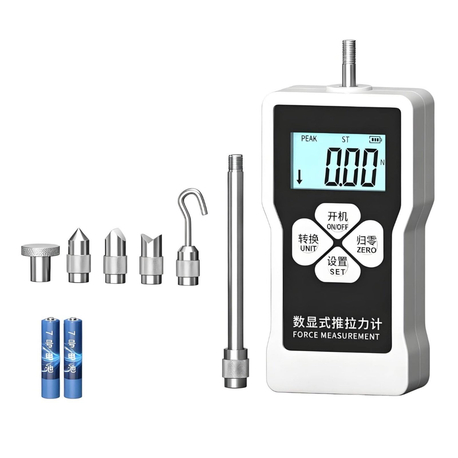 Gauge Misuratore Digitale Strumento Tensione Compressione Tester Carico Unità Kg Lb Portatile con 2 AA Adatto per Montaggio Industriale Ispezioni, Misuratore Di Forza Digitale SM-200N 20kg