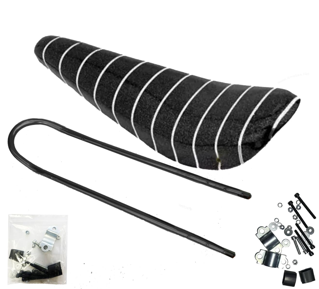 Bicycle Saddle Seat Long Bike Seat Banana Bike Seat 26in Bicycle Seat with U Bracket Bar Equipped Bike Engine Kit Parts Bicycle Fitting Seat Replacement (Saddle Set Standard)