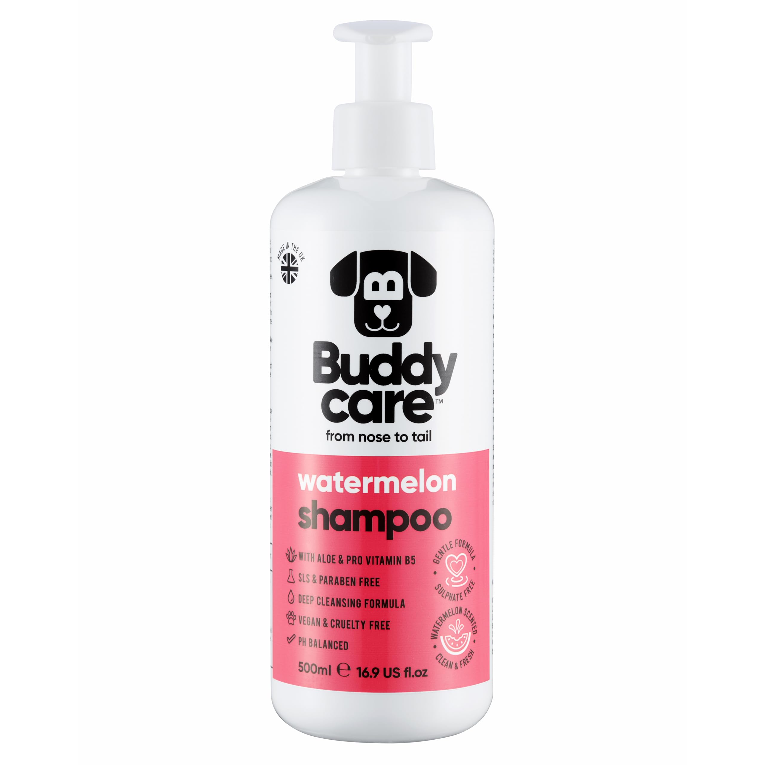 Watermelon Dog Shampoo by Buddycare | Dry Skin & Itchy Skin Relief for Smelly Dogs | Deep Cleansing Shampoo for Dogs Puppy Sensitive Skin | Dog Shampoo & Conditioner | with Aloe & Vitamin B5 (16.90oz)