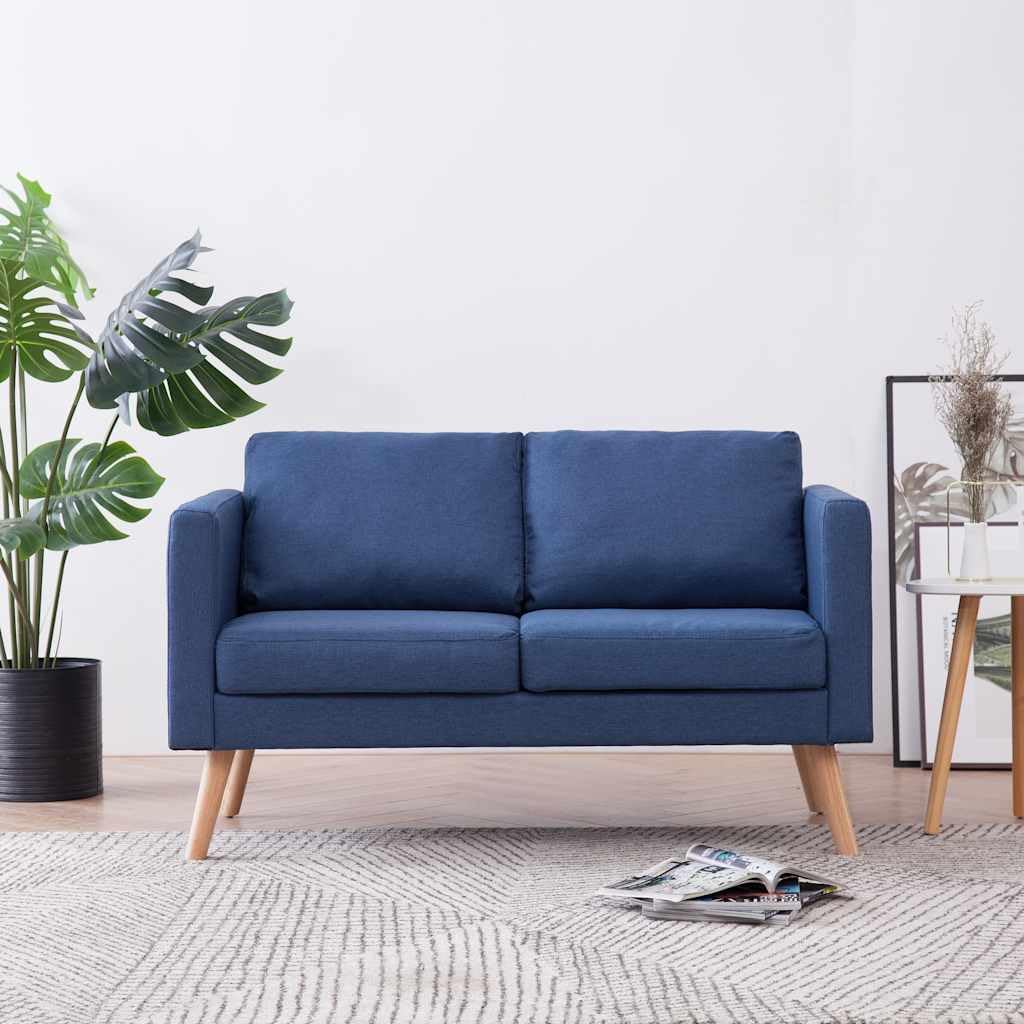vidaXL Divano a 2 Posti Elegante Comodo Sofa Doppio per Casa per Ufficio Poltrona da Due Persone Arredo per Salotto Arredamento in Tessuto Blu