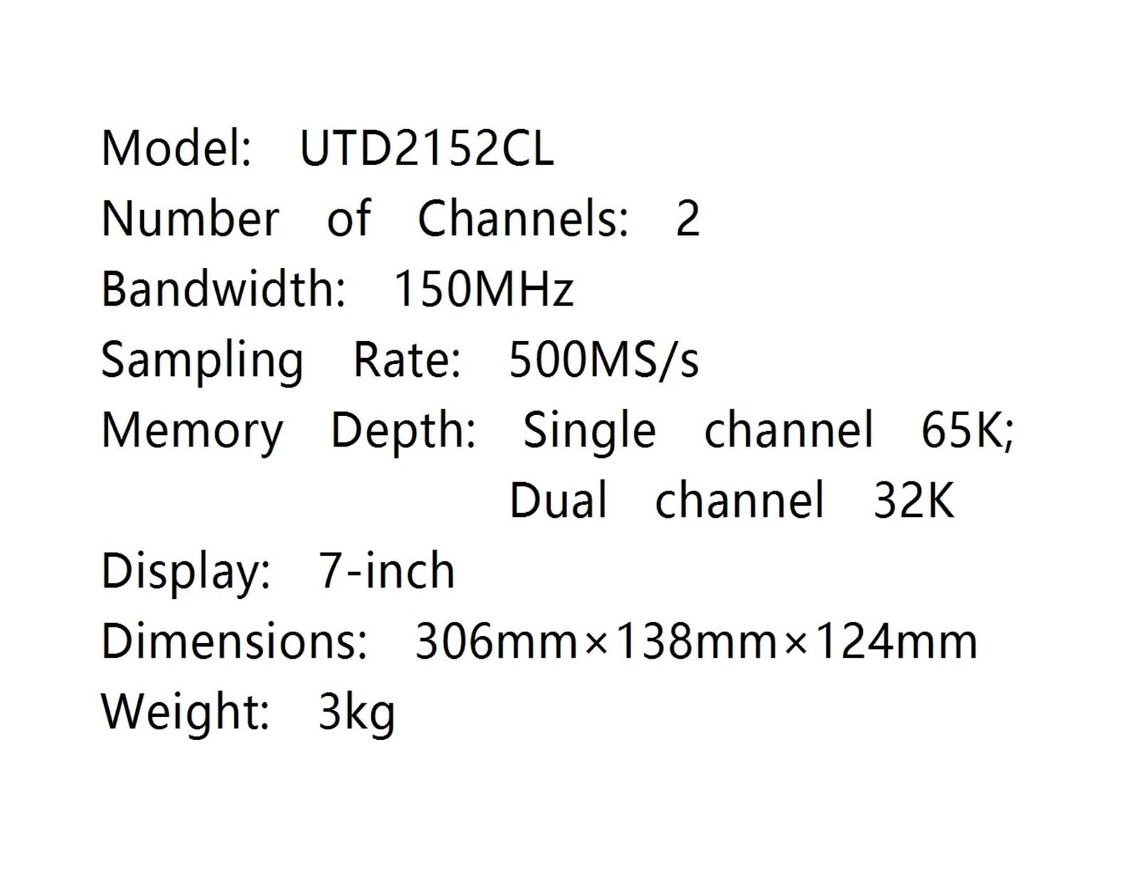 Oscilloscopio digitale UTD2152CL 2 canali 150 MHz Larghezza di banda 500 MS/s
