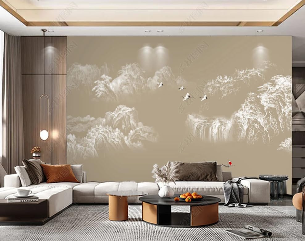 Papier Peint Intissé Encre Paysages Poster Mural Salon High-End