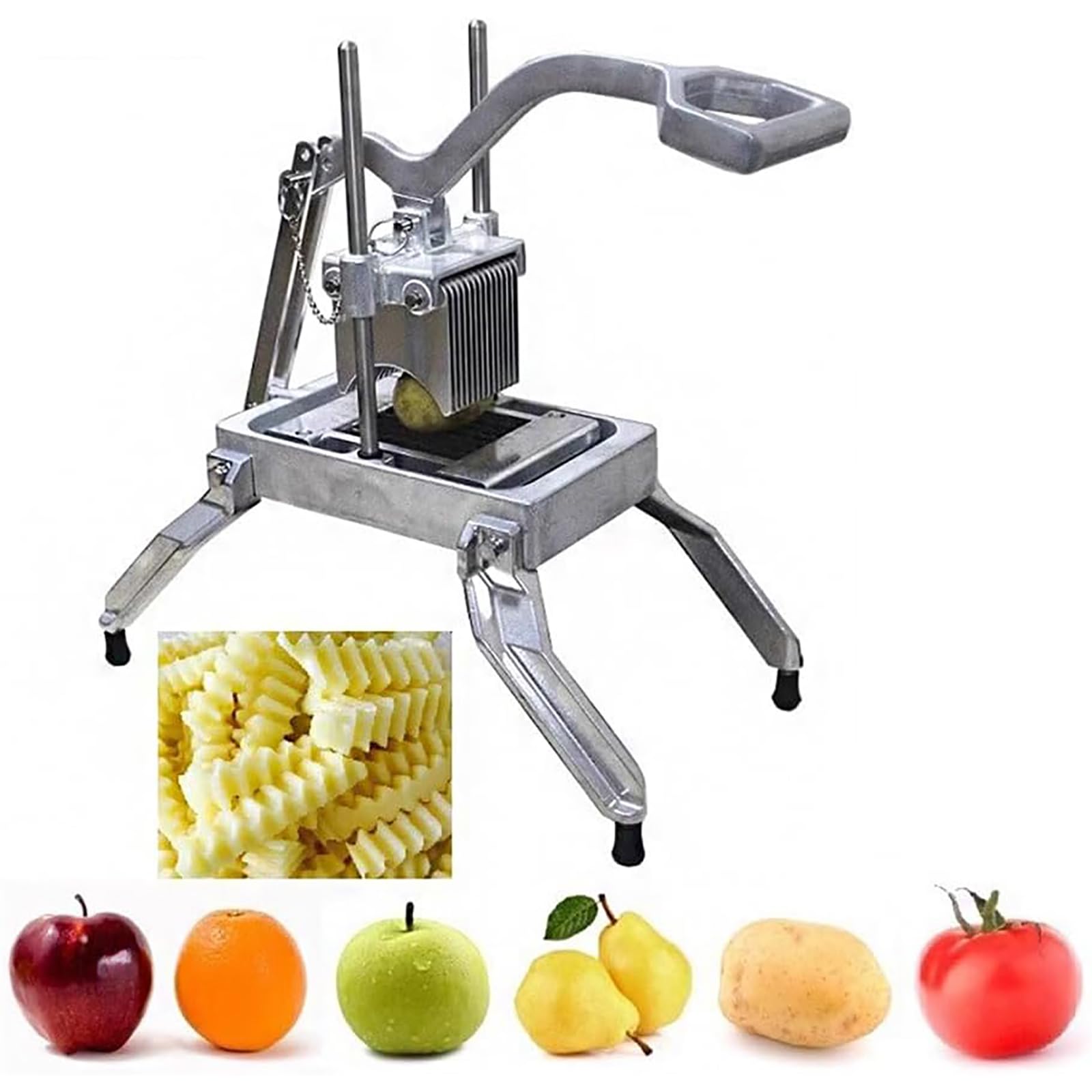 Tagliapata Frittrice francese ondulata con lame in acciaio inossidabile, affettatrice per verdure a risa per uso domestico e commerciale, maniglia a leva di presa facile, strumento di preparazione deg