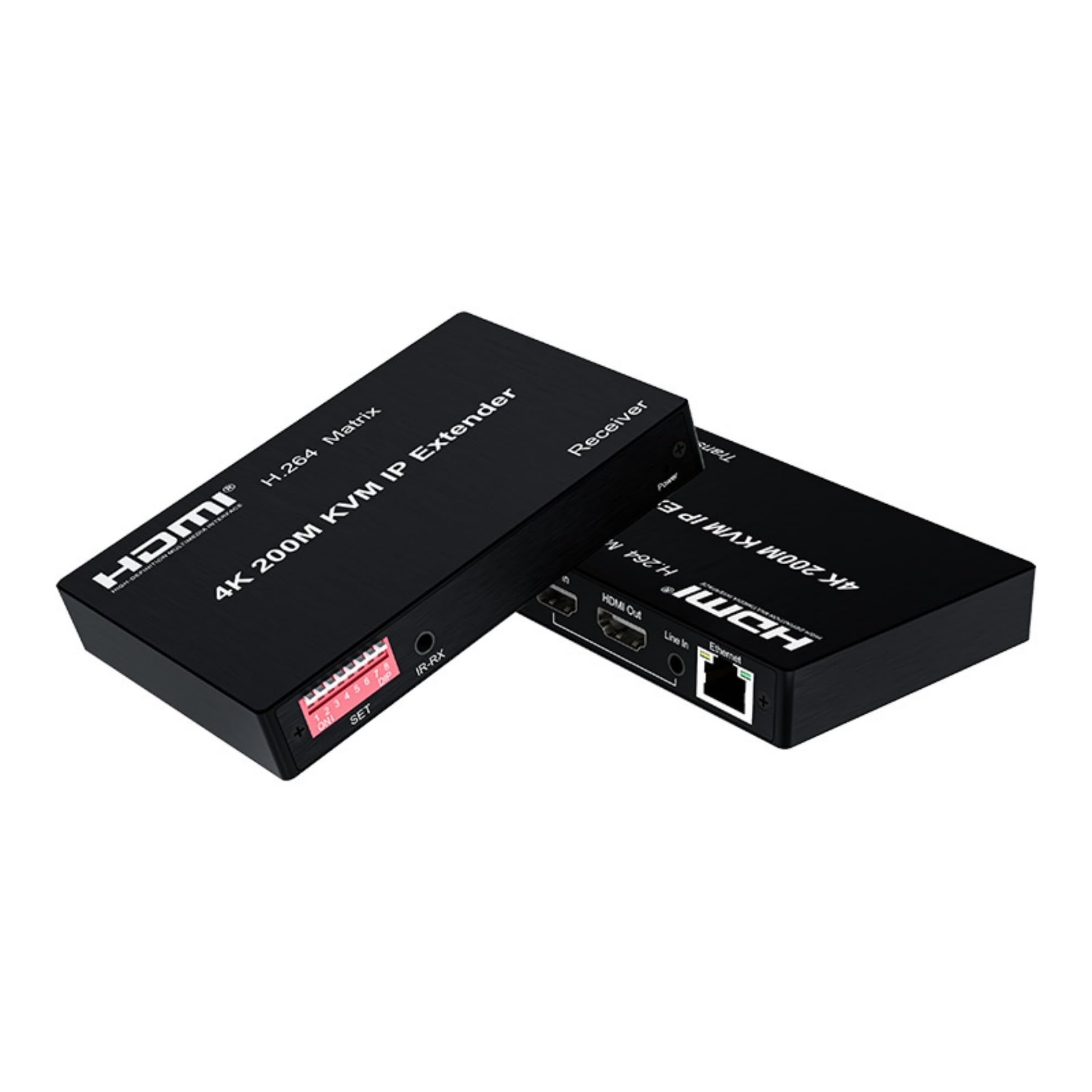 KVM Verlängerungskabel IP HDMI 4 K 200 m über Cat5e/Cat6 Ethernet-Kabel, H.264 Matrix, Video-Transmitter, Mehrfachverbindung, kompatibel mit Tastatur und Maus für PC TV (TX+RX)