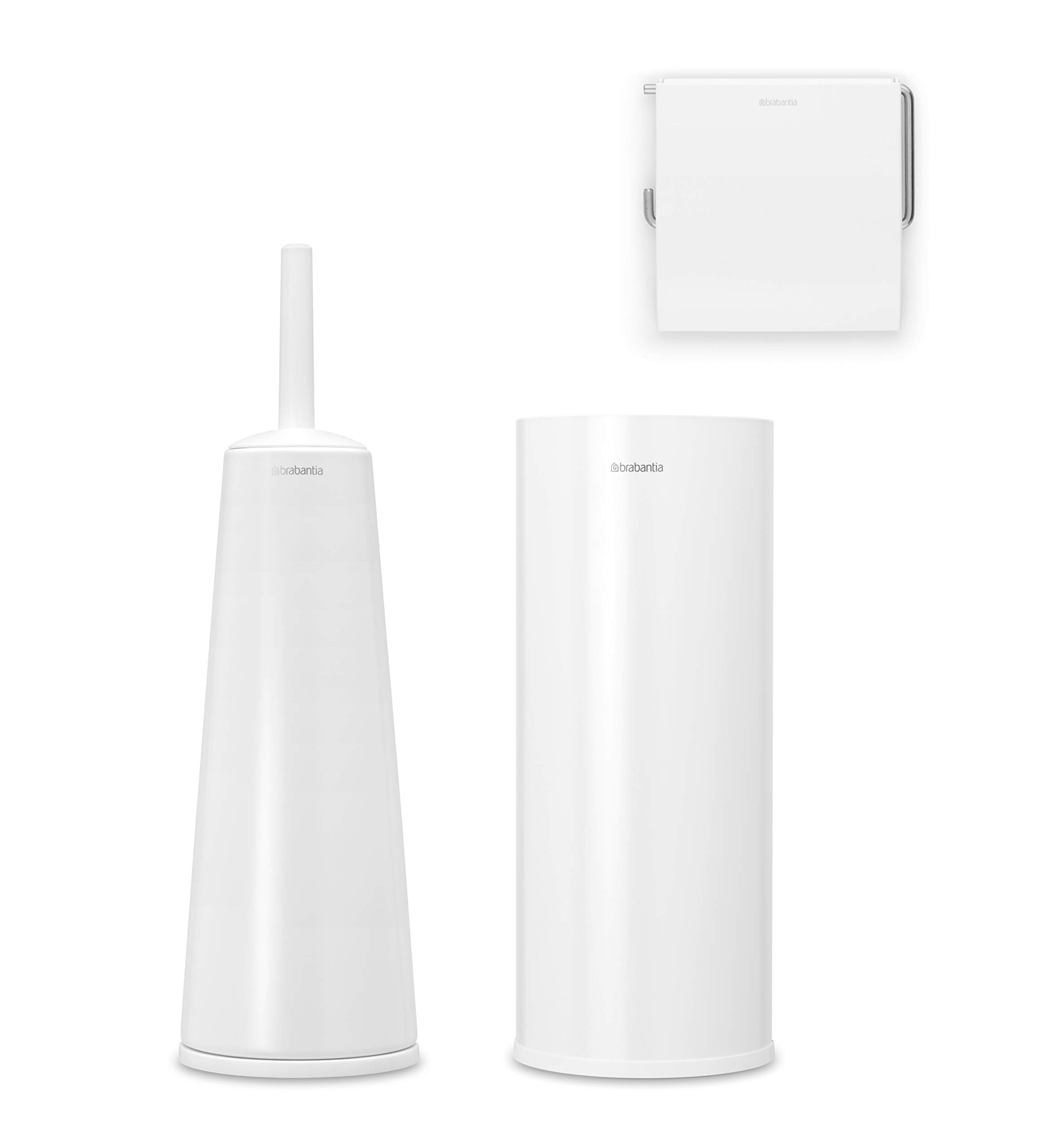 Brabantia Renew White Plastic & Steel Set Of Toilet Accessories, Set Of 3