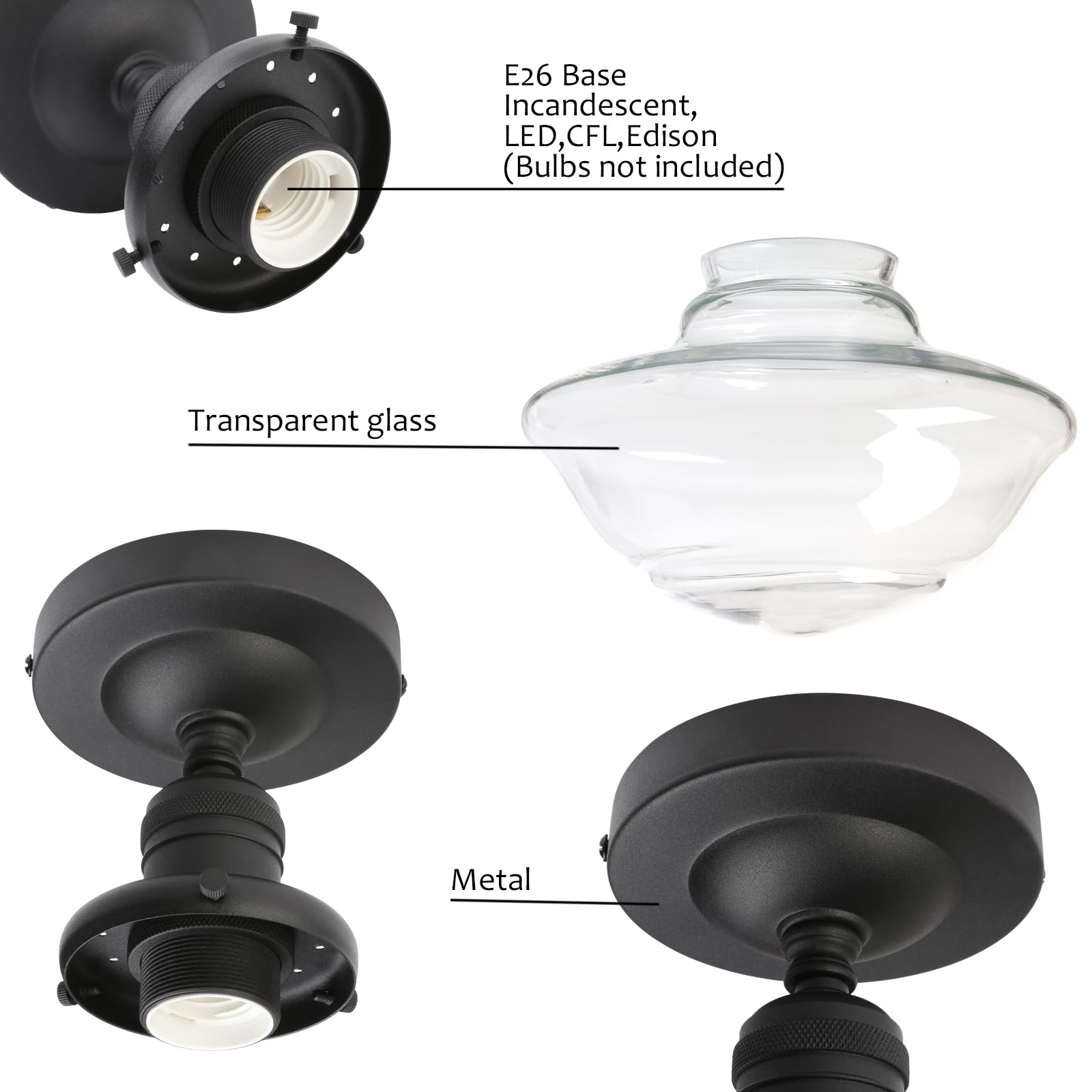 Pathson Vintage Flush Mounted Ceiling Light With Milk White Glass