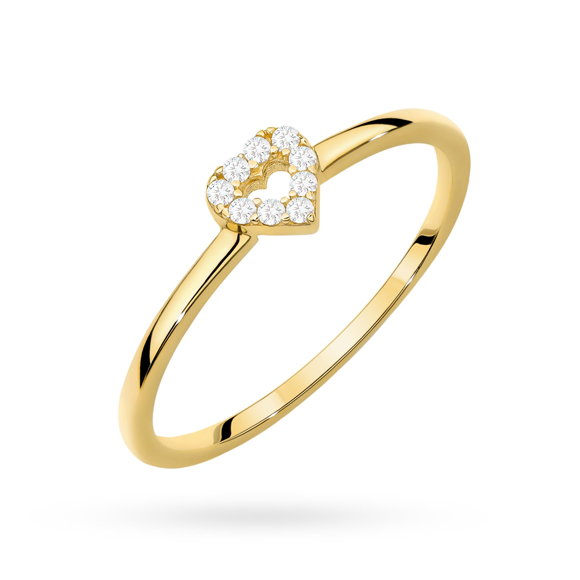 MARKO Goldring Damen 333 Echtgold Herz mit 9 weißen Steinen – zarter Damenring aus 8 Karat Gelbgold, romantischer Promise Ring, Verlobungsring Damen, Goldschmuck Damen