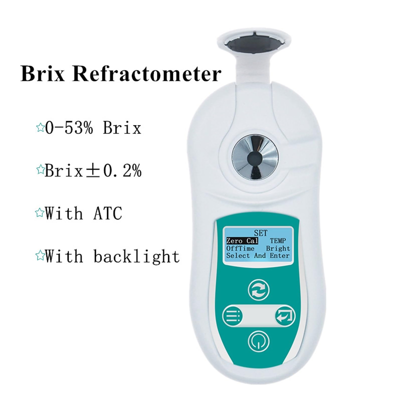 EDEDE Brix Refraktometer, 0-53% Zucker Refraktometer Konzentration Tester Meter Hydrometer for Trauben Obst Getränke Getränke Optisches Instrument for Weinherstellung