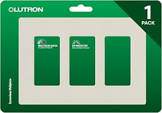 Lutron Claro Light Switch Cover Plate, 3 Gang Wallplate, for Decorator Light Switches, Rocker Light Switch Cover, Outlet Cover, Screwless Switch Plate Cover, Gloss, CW-3-LA, Light Almond