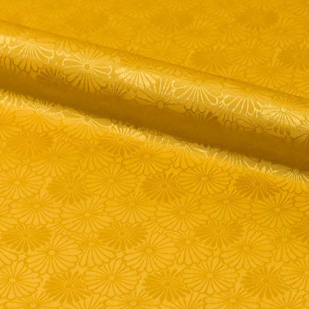 Amazon | 和柄生地 京 綸子 りんず 菊尽くし文 (金茶) 糊加工なし 50cm 