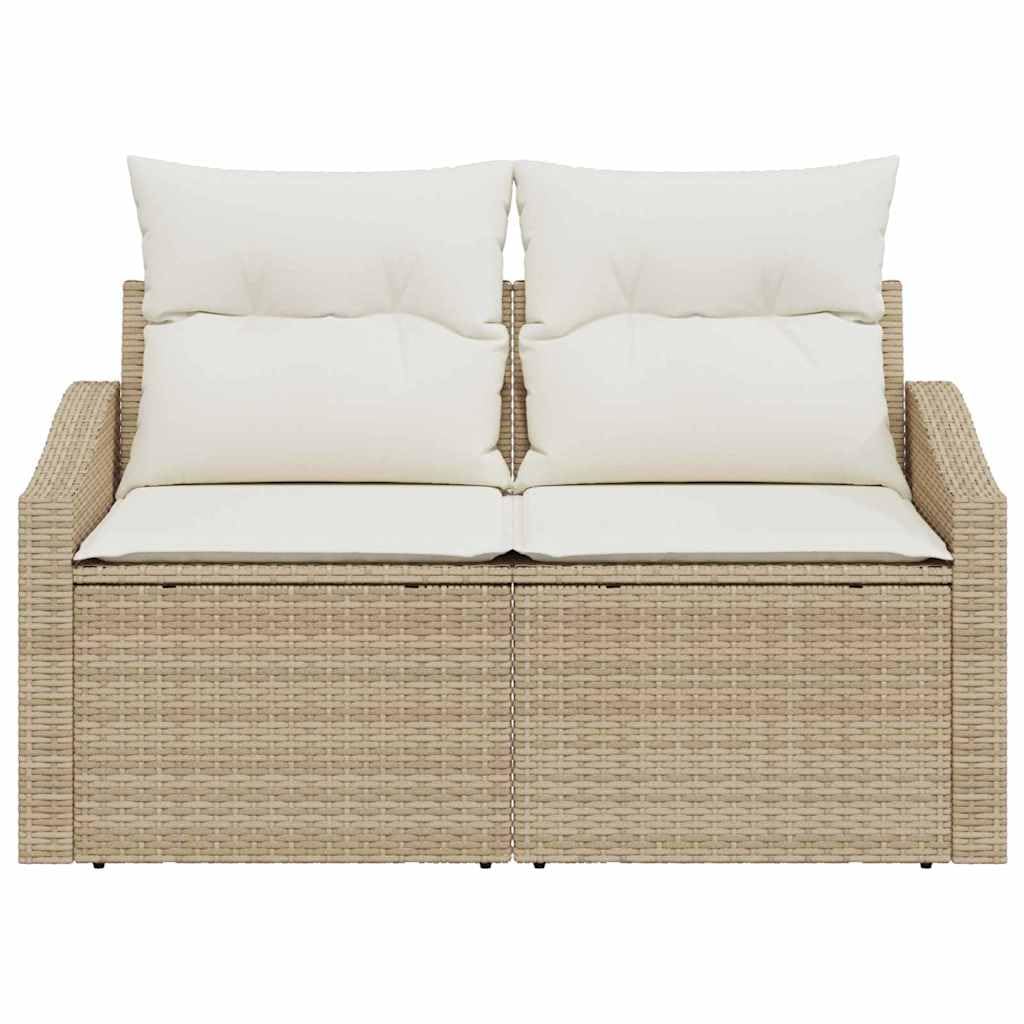 Banco de jardín con cojín, 123 x 62 x 69 cm, diseño modular de ratán de polietileno, para terraza y balcón, resistente a la intemperie, al aire libre, fácil montaje y configuración flexible