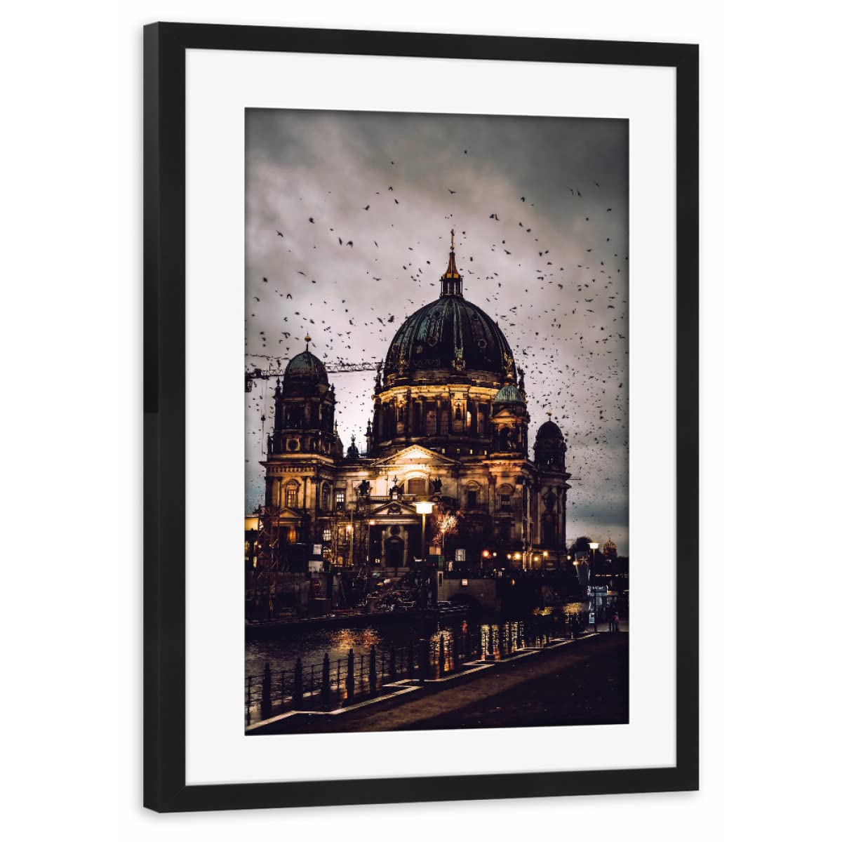 artboxONE Poster mit Rahmen schwarz 45x30 cm Berliner Dom Birds von Iman Azizi - gerahmtes Poster