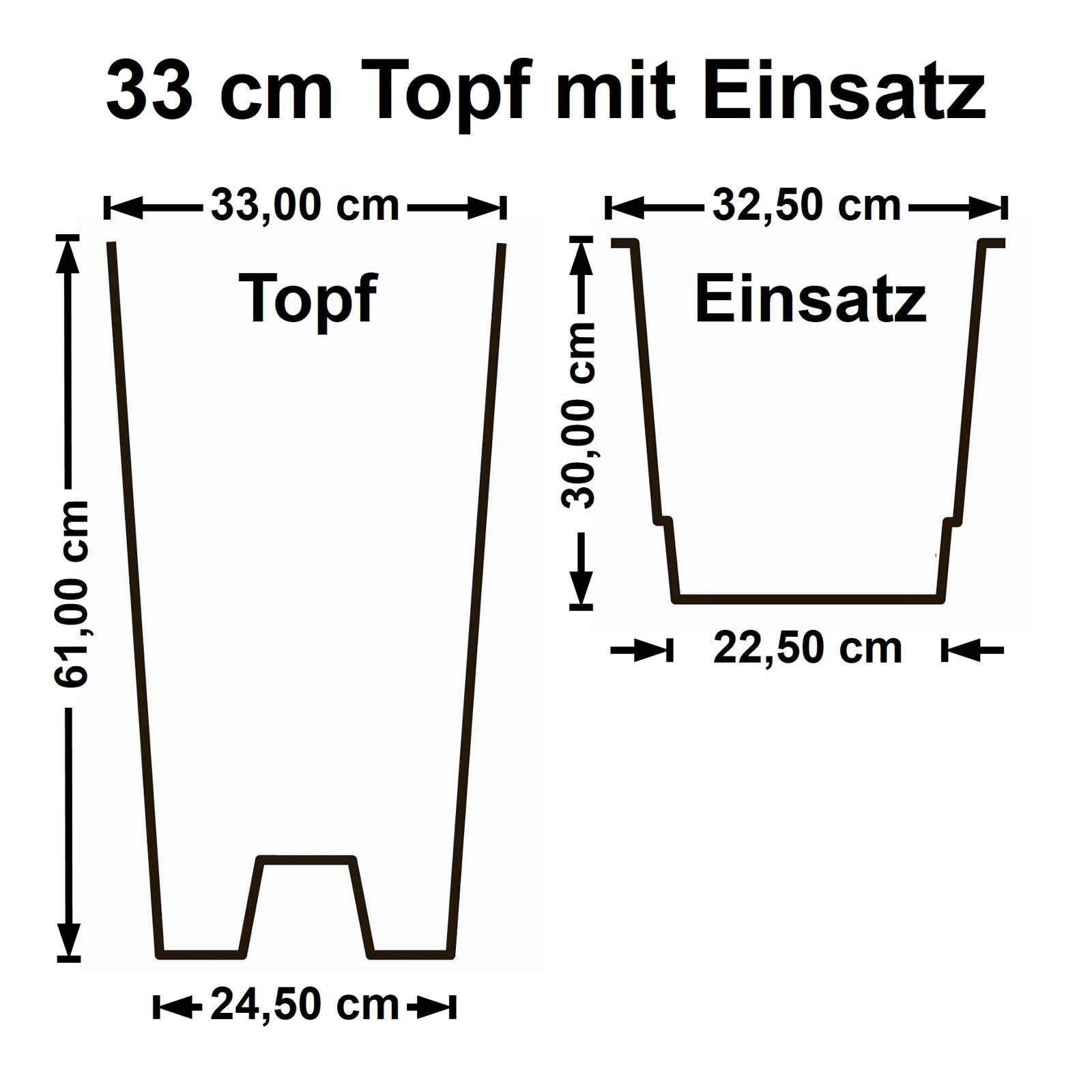 Euro3plast Tuit Raw Blumentopf mit Einsatztopf in 2 Größen: 33 cm Ø x 61 cm hoch oder 40 cm Ø x 73 cm hoch aus Kunststoff 6 Farben zur Wahl Drinnen- und Draußen (Anthrazit, 61 cm)