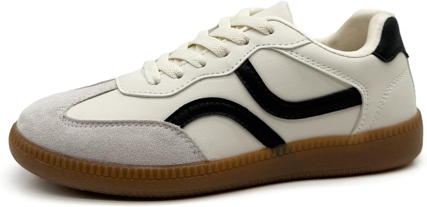 Women's Fashion Sneakers Retro Tennis Shoes Women Lace-up & Slip-on Casual Sneakers for Women Anti-Slip Rubber Sole Suitable for Walking, Tennis, Casual Office Wear, and All-Day Comfort