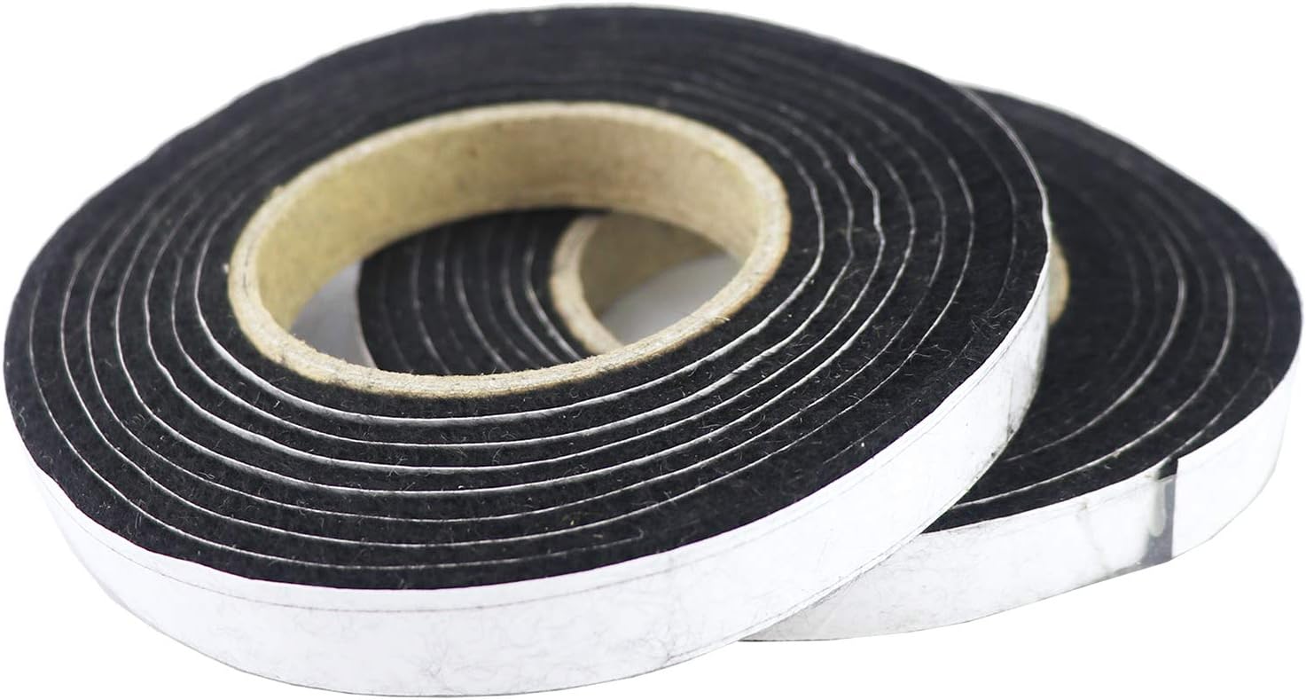 BBQ Smoke Seal Strip/Self Stick Leak Proof Smoker Gasket/Oven Door Seal Hopper Lid Sealing Strip/Smoke Keeping Strip/Heat Resistant Grill Gasket (8.2ft,1/2'',1/8'',2 Pack) (Black)