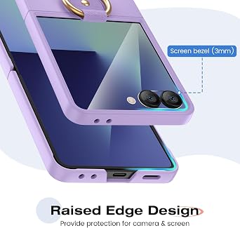 Ruky Case for Z Flip 7, with Built-in Outer Screen Protector, Purple