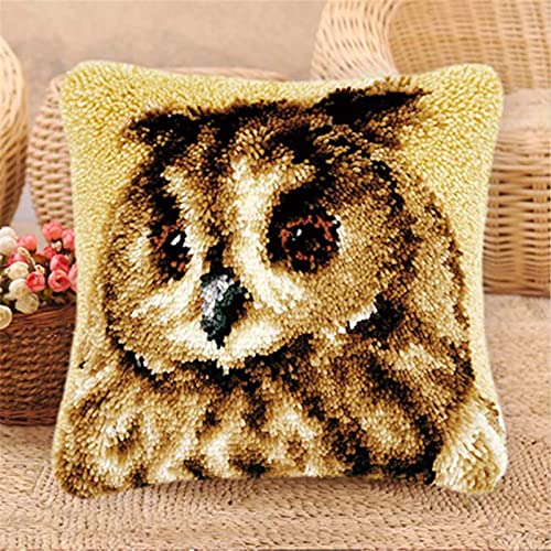 pillowcase sewing pattern - WDYD Latch Hook Kits,DIY Latch Hook Kits for Adults Carpet Cushion Crocheting Pillowcase Rug Sewing Craft Kit Creative Gift for Home,owl Pattern(Size:43 * 43cm/17 * 17inch,Color:owl)