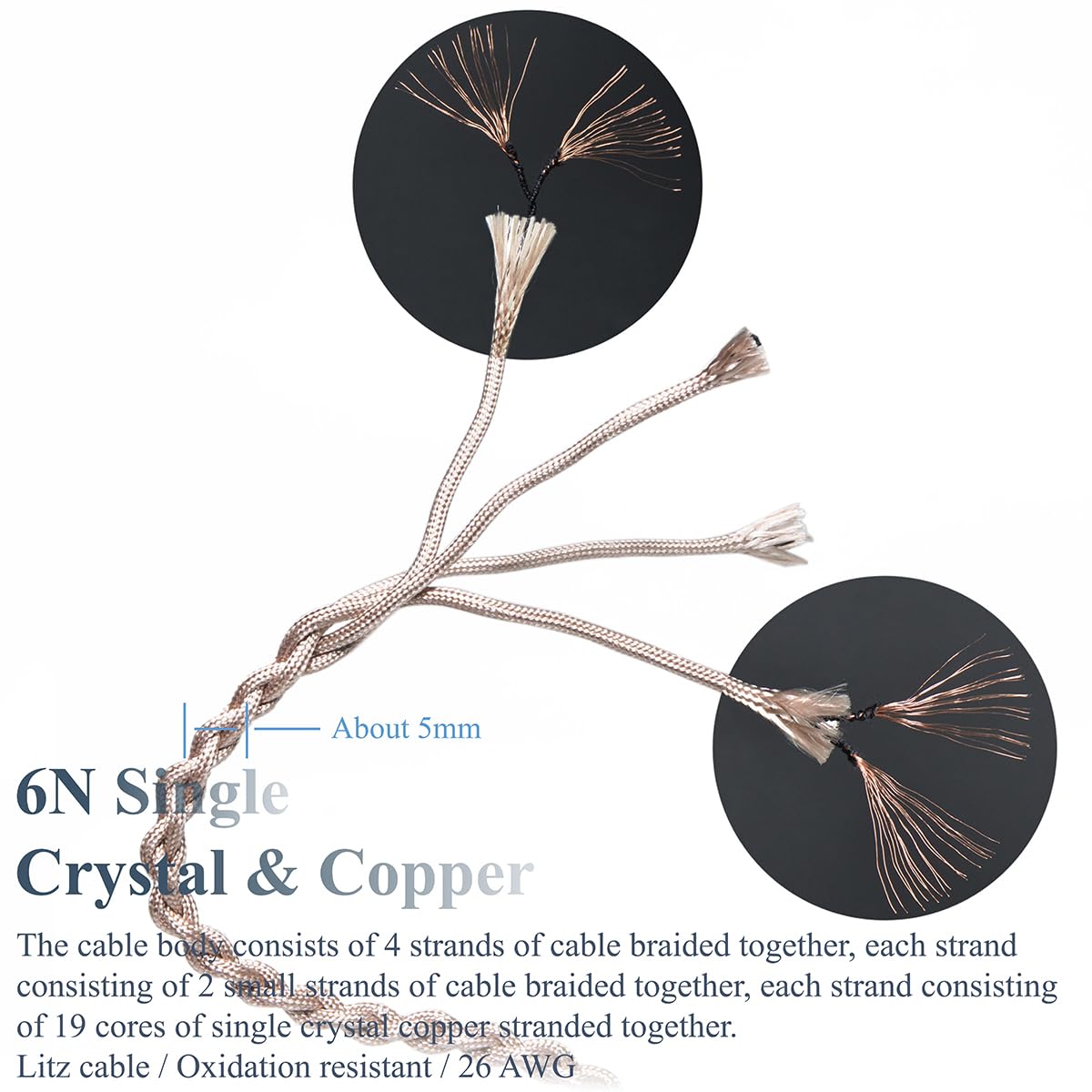 Cable IEM de cobre de cristal único 6N para auriculares Sennheiser IE900 IE600 IE300 IE200 de 4,4 mm equilibrado Hi-Fi cable de actualización de audio (enchufe de 3,5 mm)