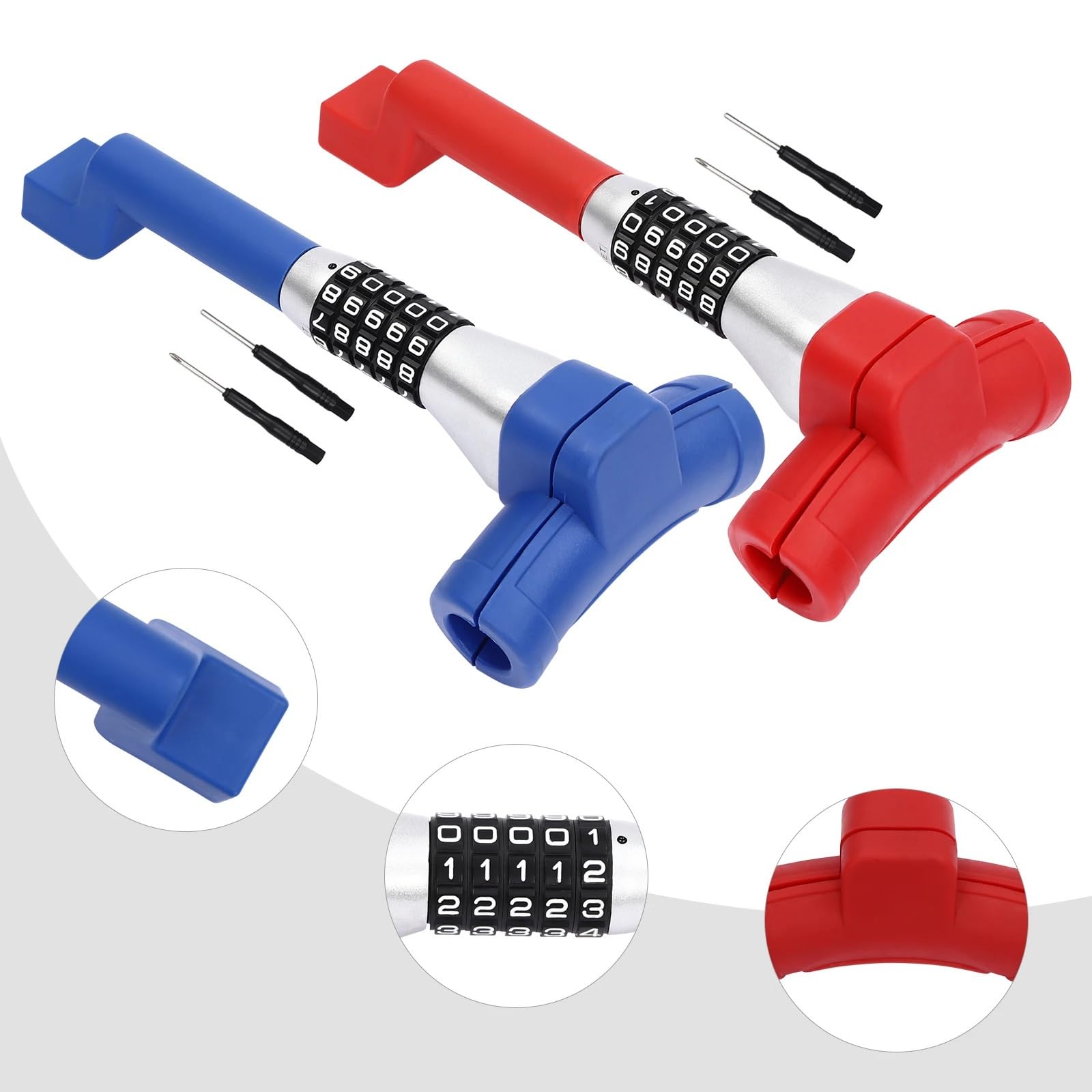 Antifurto Meccanico Blocco di protezione cifratura del volante da 6 cm/2,4 pollici antifurto per auto famiglia in alluminio Antifurto di Bloccaggio(Red)