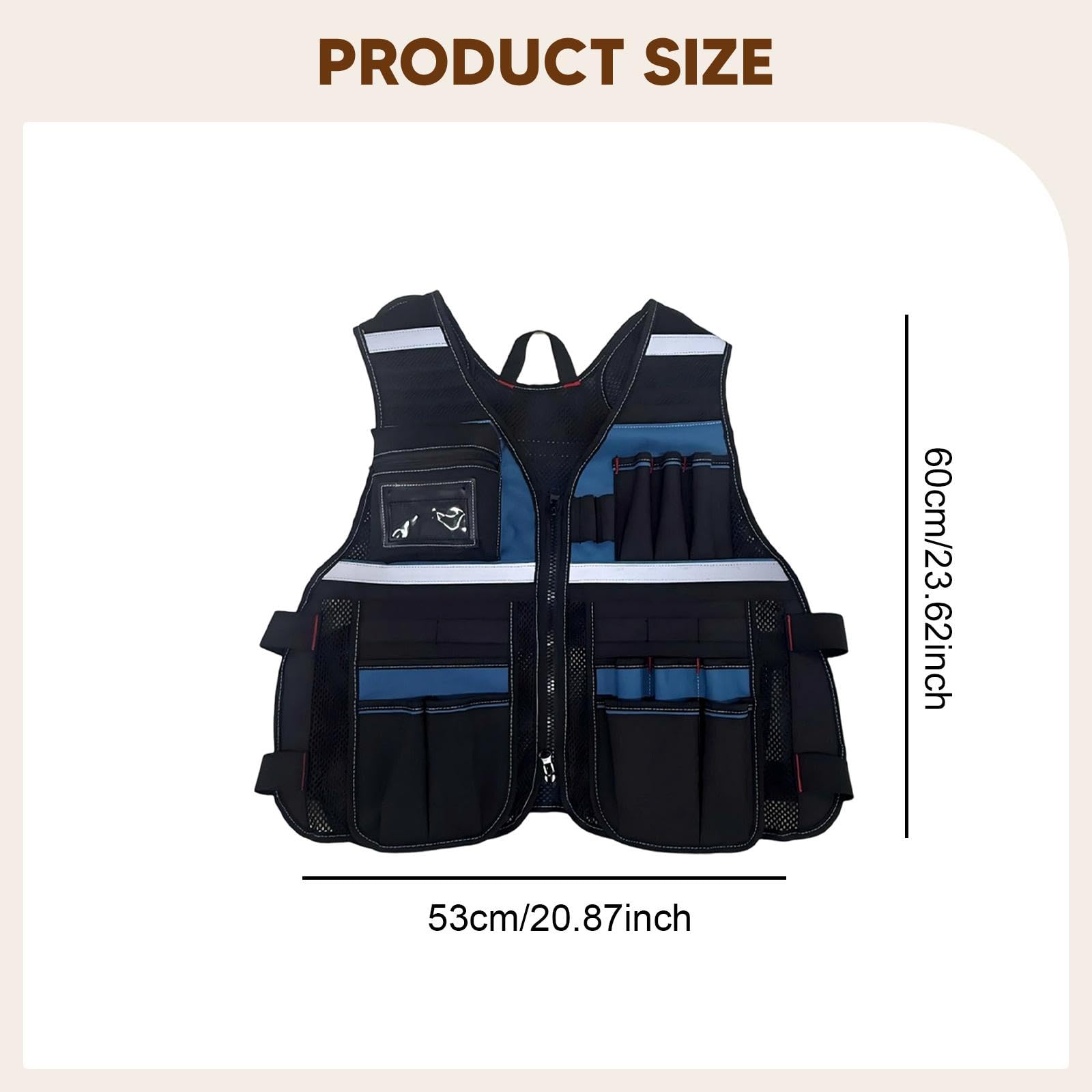 Chaleco de herramientas para electricistas, chaleco de trabajo con múltiples bolsillos para profesionales, diseño duradero para electricistas, carpinteros, fontaneros, ropa de trabajo versátil y
