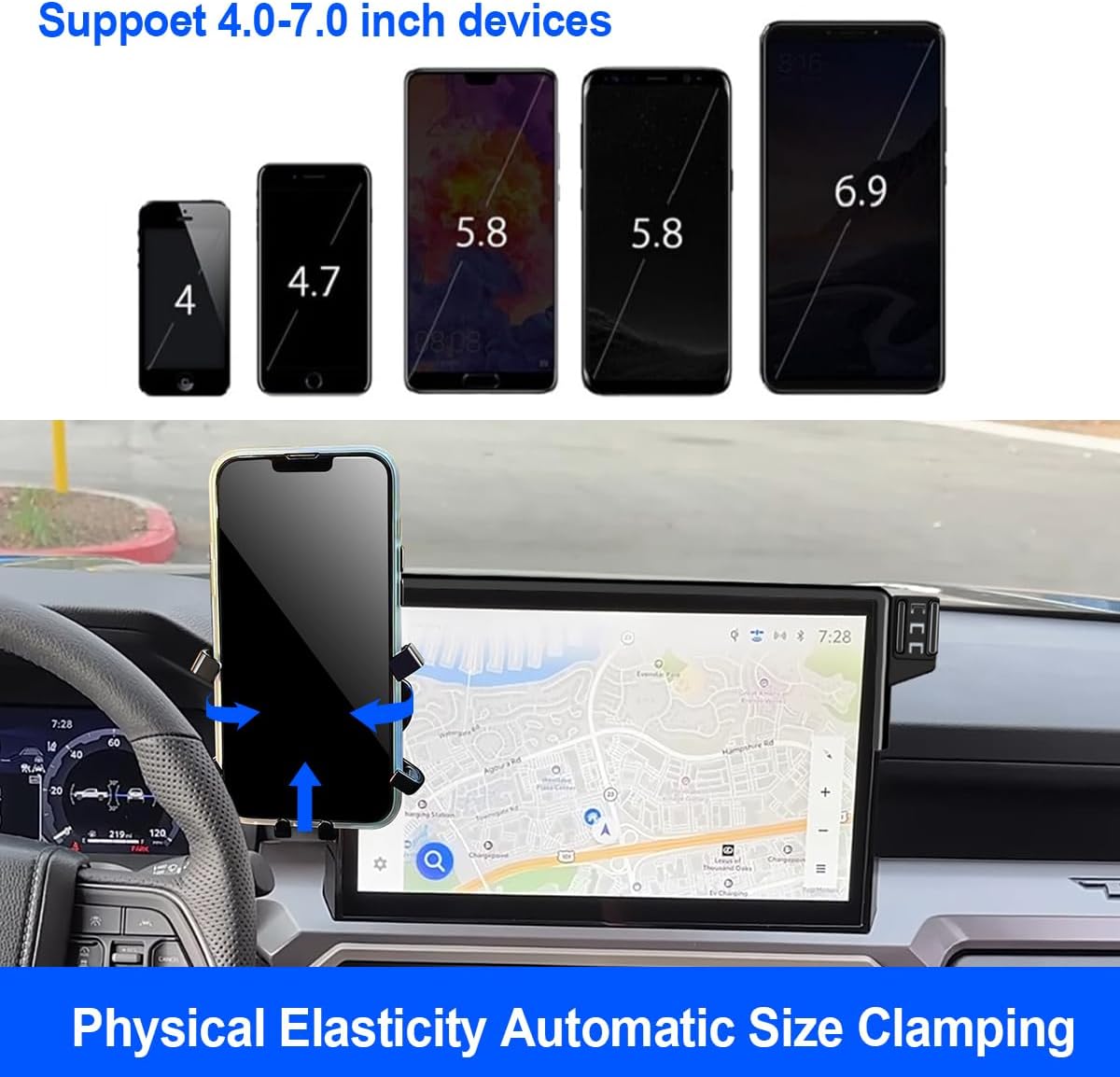 For 2025 and 2026 Toyota 4Runner Accessories, Matte Black Navigation Screen Phone Mount Holder, Compatible with 14.3-Inch Screen Only, Secure and Adjustable, Easy Install, 4Runner Accessories (Matte)