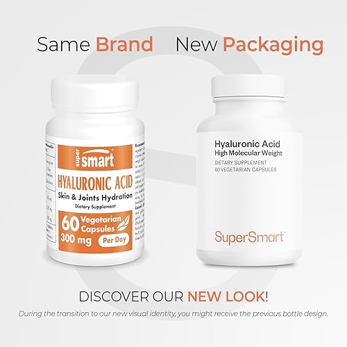 Miniatura 2 de Supersmart Hyaluronic Acid Supplement 300mg per Day (Sodium Hyaluronate) - High Molecular Weight 1.2 Million Daltons | Non-GMO & Gluten Free - 60