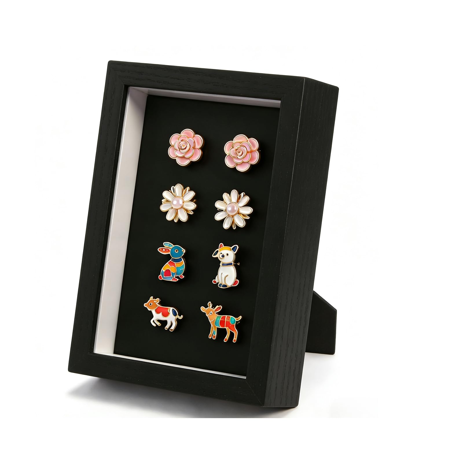 Shadow Box haut de gamme en bois naturel noir pour exposition d'art