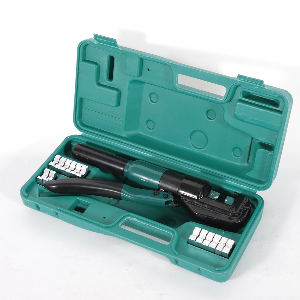 10 Ton Hydraulic Wire Battery Cable Lug Terminal Crimper Crimping Tool w/Dies