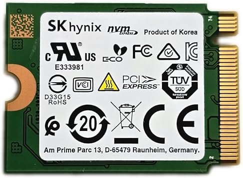 SKhynix SSD 512GB BC501 M.2 2230 30mm Gen3 x4 NVMe PCIe 3.0 HFM512GDGTNG-87A0A (FW: 80041C00) for Steam Deck, Surface Laptop, Surface Book, Surface Pro, Dell HP Lenovo Ultrabook IoT.