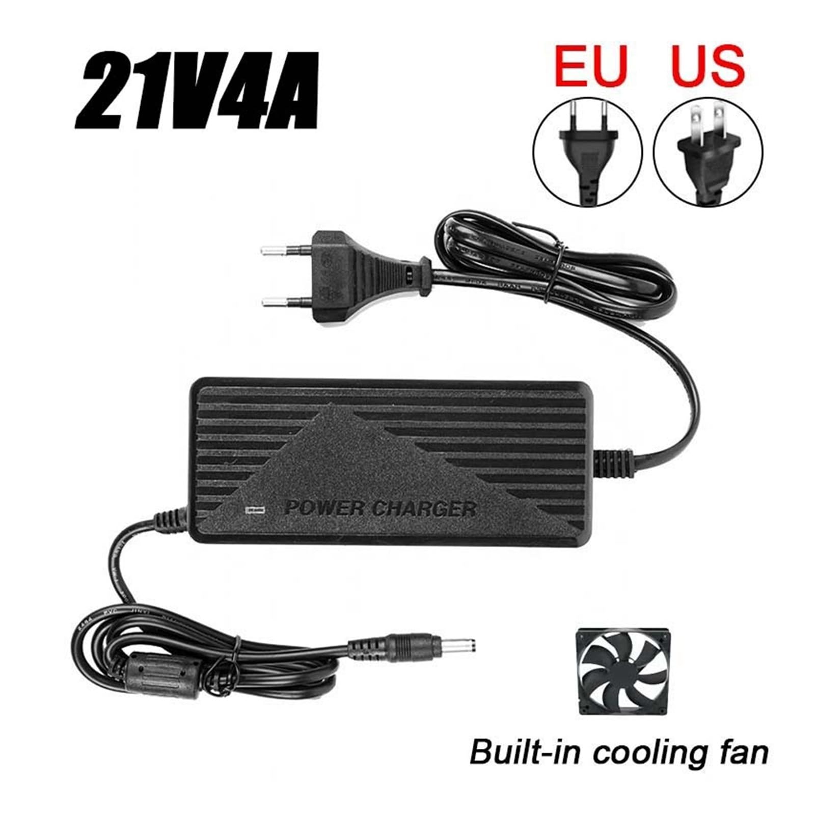 Ładowarka Akumulatorów Litowych 12,6 V 6A 5A 21 V 4A 3A, Ładowanie Elektronarzędzi 5s 18 V 21 V Ładowarka Akumulatorów Litowo-jonowych UE Wtyczka Amerykańska(EU 21V4A)