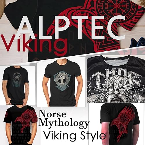 Miniatura 7 de Summer Viking T-shirts Short Sleeve Norse Myth Style Crew Neck Tshirts Novelty Athletic Gym T-shirts Polyester Tshirt