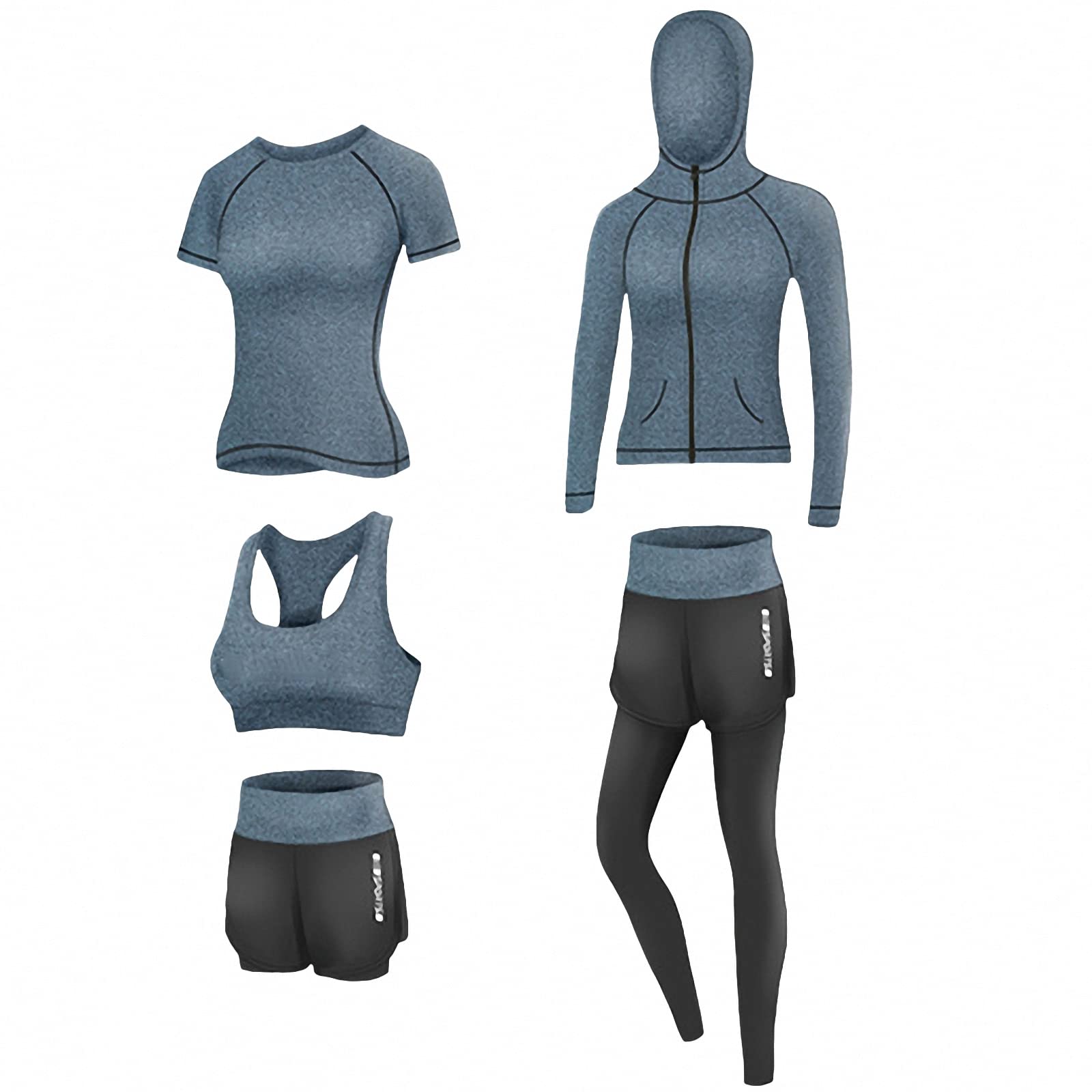 5-częściowy damski dres fitness, joga dla początkujących odzież na siłownię, do biegania na co dzień szybkoschnące legginsy, styl 9, 3XL