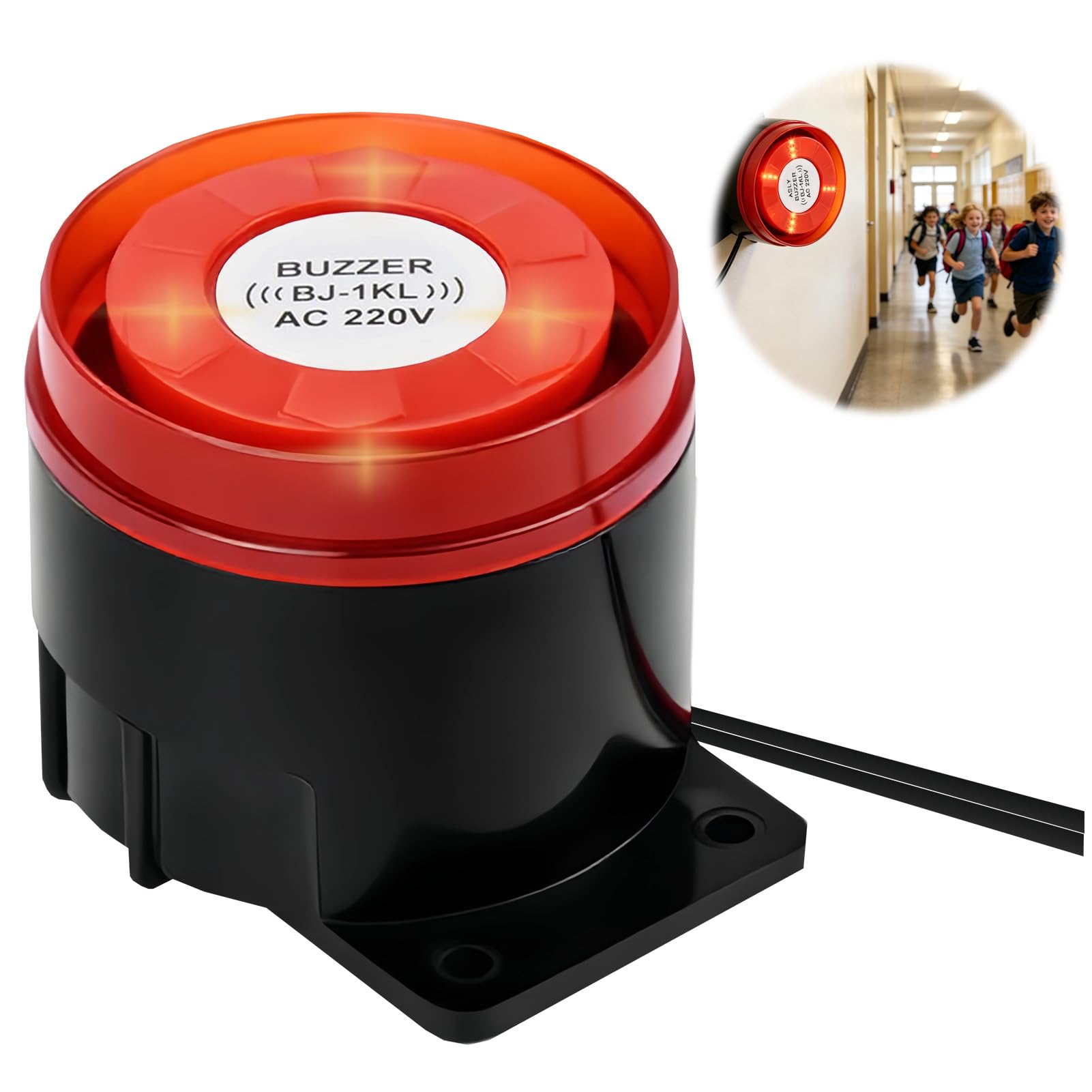 Sirena Alarma Exterior 220V 120dB con Luz Intermitente Sonido de Alto Decibelio, Sirenas de Seguridad Cableada para Alarma Perimetral Exterior, Zumbador para Hogar Oficina Garaje Tienda Industrial