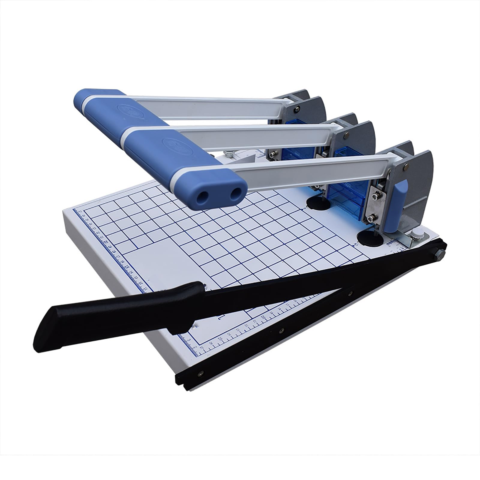 Perforatrice manuale, righello di posizionamento regolabile, perfora fino a 150 pagine, include taglierina, ideale per rilegature personali, a casa, a scuola o aziendali