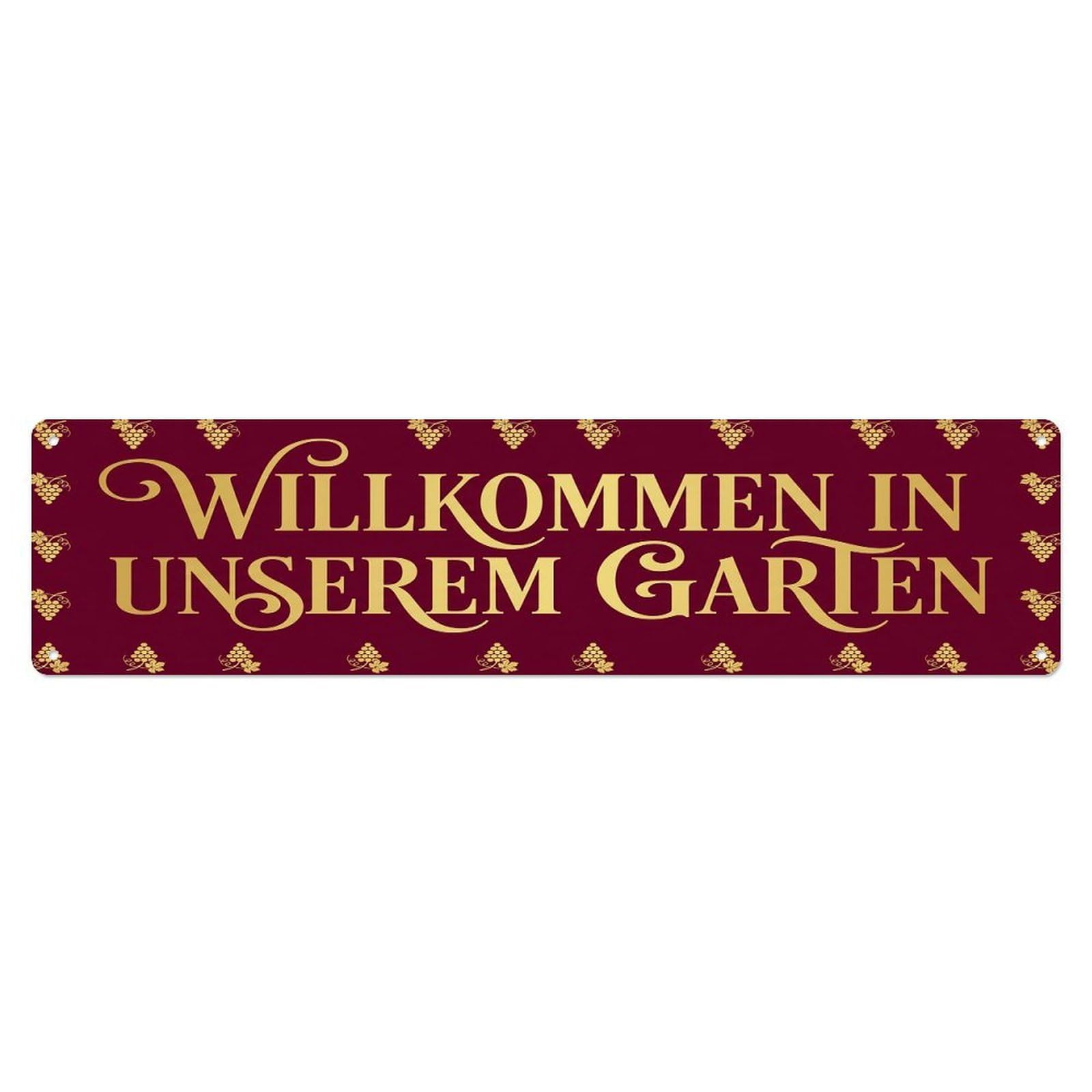 Vintage Welcome to Our Garden Wine Red Metal Tin Sign