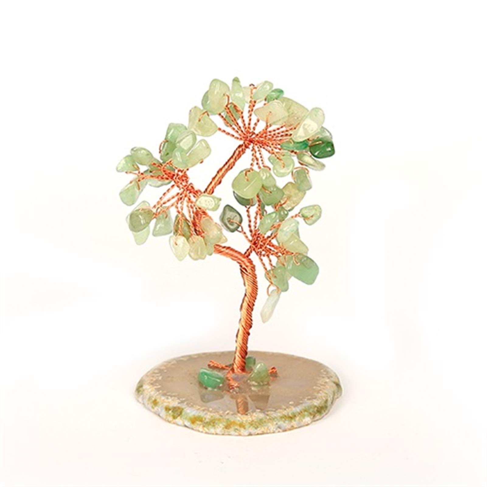 Luck and Wealth Crystal Tree Natural Crystal Fluorspar Gravel Tree Seven Chakra Natural Healing Gemstone Crystal Bonsai Fortune Money Tree Copper Wire Winding Gem Tree Chakra Money Tree (Aventurine )
