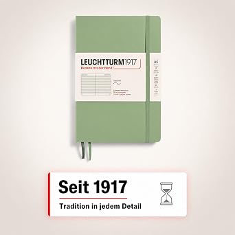 LEUCHTTURM1917 - Notebook Softcover Medium A5-123 Numbered Pages for Writing and Journaling (Ruled, Sage)