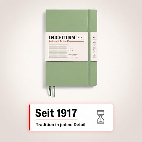 LEUCHTTURM1917 - Notebook Softcover Medium A5-123 Numbered Pages for Writing and Journaling (Ruled, Sage)