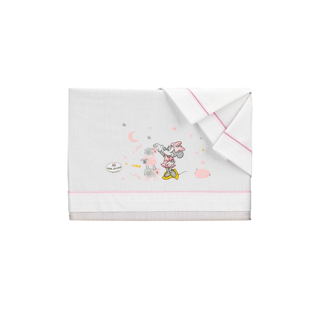 Interbaby MN006-12 Set Lenzuola Per Culla Disney Minnie Bianco E Rosa - 180 g