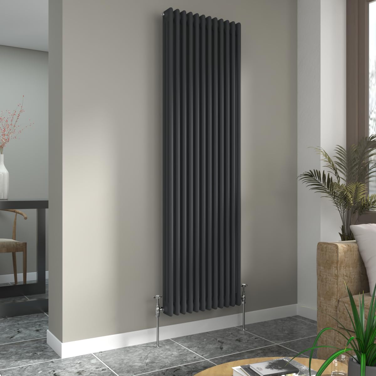 Warmehaus Anthracite Traditional 3 Column Vertical Radiator 1800X560mm